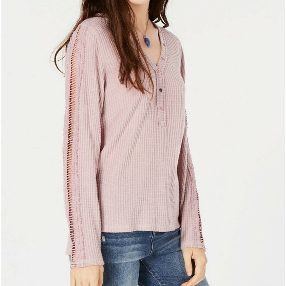 American Rag Light Pink Waffle Knit Sweatshirt XXL